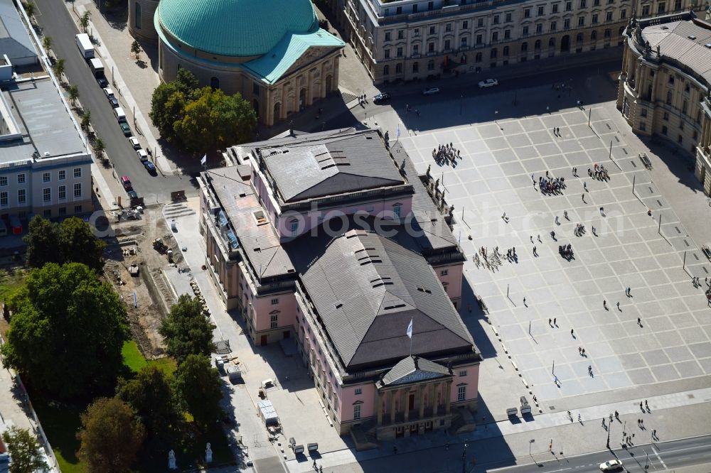 Aerial image Berlin - Building of the Staatsoper Unter den Linden in Berlin at Bebelplatz by architect HG Merz. It is the oldest opera house and theater building in Berlin