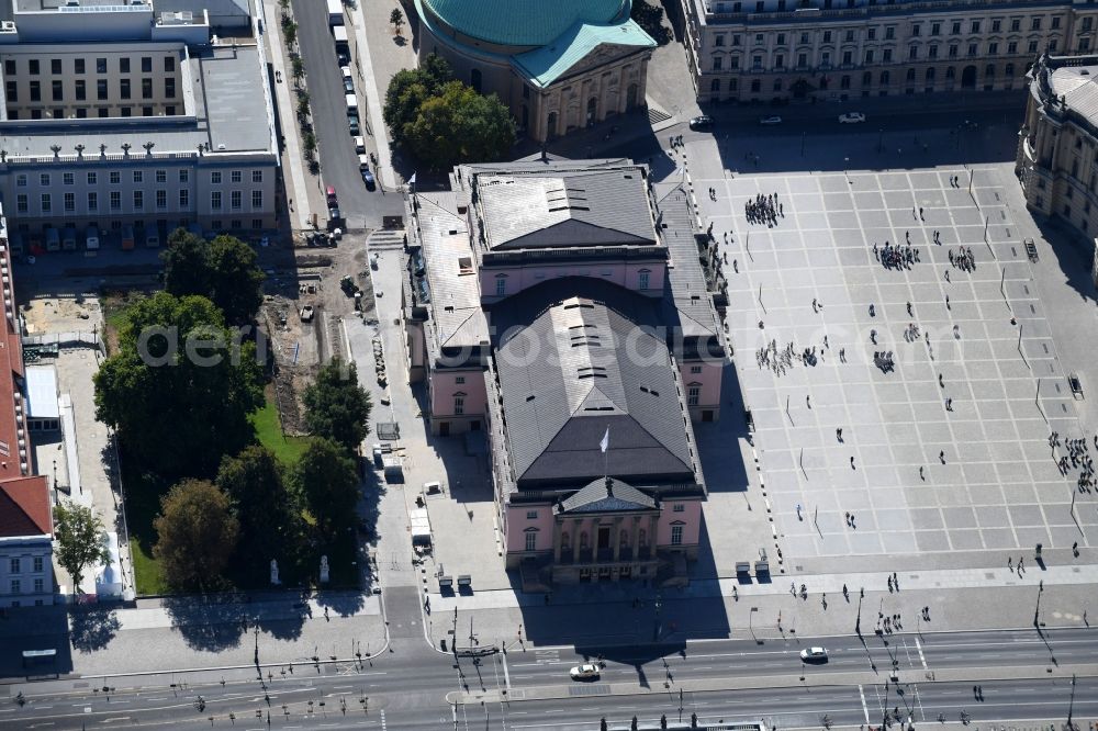 Berlin from above - Building of the Staatsoper Unter den Linden in Berlin at Bebelplatz by architect HG Merz. It is the oldest opera house and theater building in Berlin