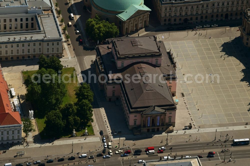 Aerial image Berlin - Building of the Staatsoper Unter den Linden in Berlin at Bebelplatz by architect HG Merz. It is the oldest opera house and theater building in Berlin