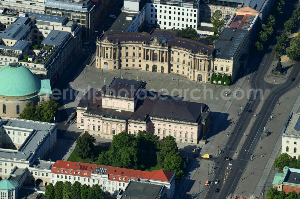 Aerial photograph Berlin - Building of the Staatsoper Unter den Linden in Berlin at Bebelplatz by architect HG Merz. It is the oldest opera house and theater building in Berlin