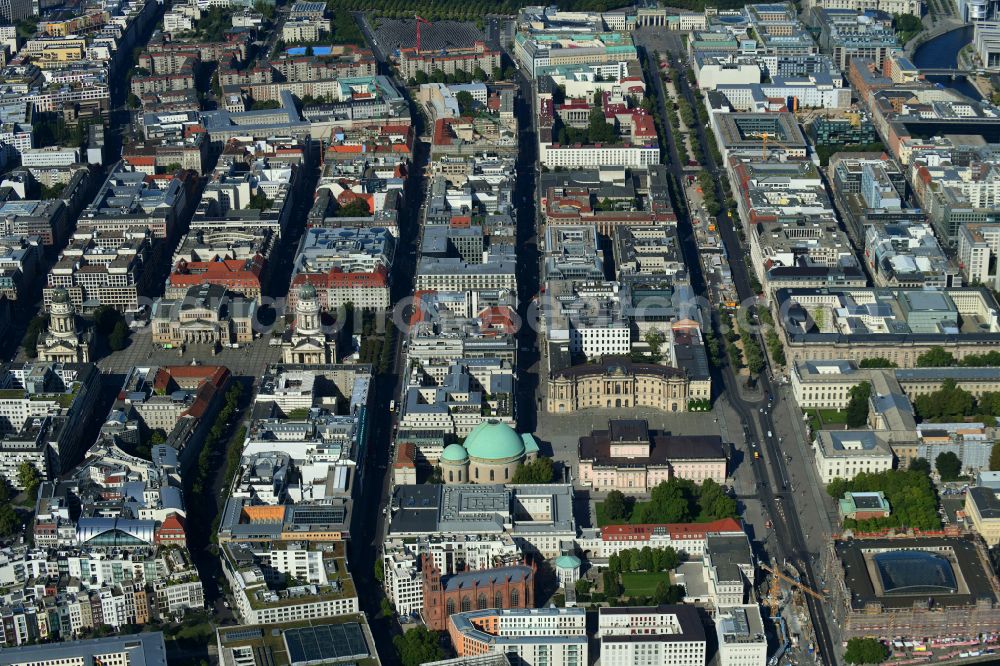 Berlin from the bird's eye view: Building of the Staatsoper Unter den Linden in Berlin at Bebelplatz by architect HG Merz. It is the oldest opera house and theater building in Berlin