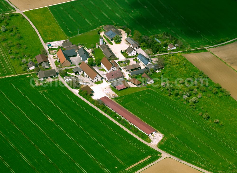 Beimerstetten from above - Homestead and farm outbuildings on the edge of agricultural fields in Beimerstetten in the state Baden-Wuerttemberg, Germany