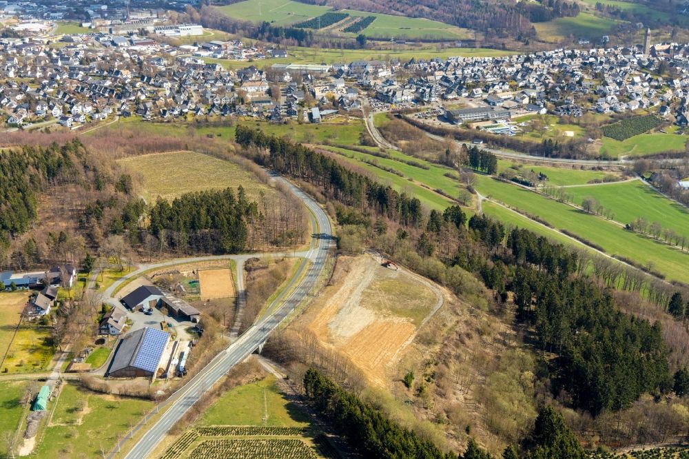 Aerial photograph Schmallenberg - Homestead of a farm on Hochstrasse in Schmallenberg in the state North Rhine-Westphalia, Germany