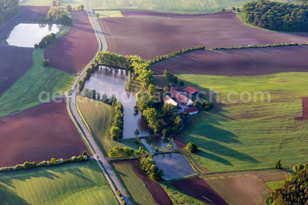 Rauhenebrach from above - Homestead of a farm on Hofsee in Rauhenebrach in the state Bavaria, Germany