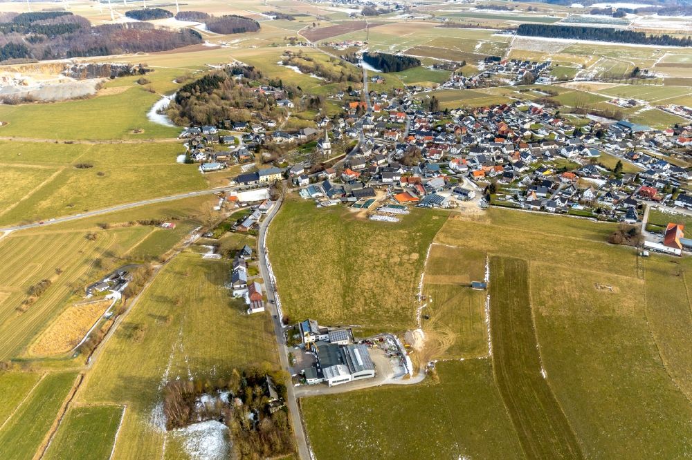 Thülen from above - Homestead of a farm on the outskirts in Thuelen in the state North Rhine-Westphalia, Germany