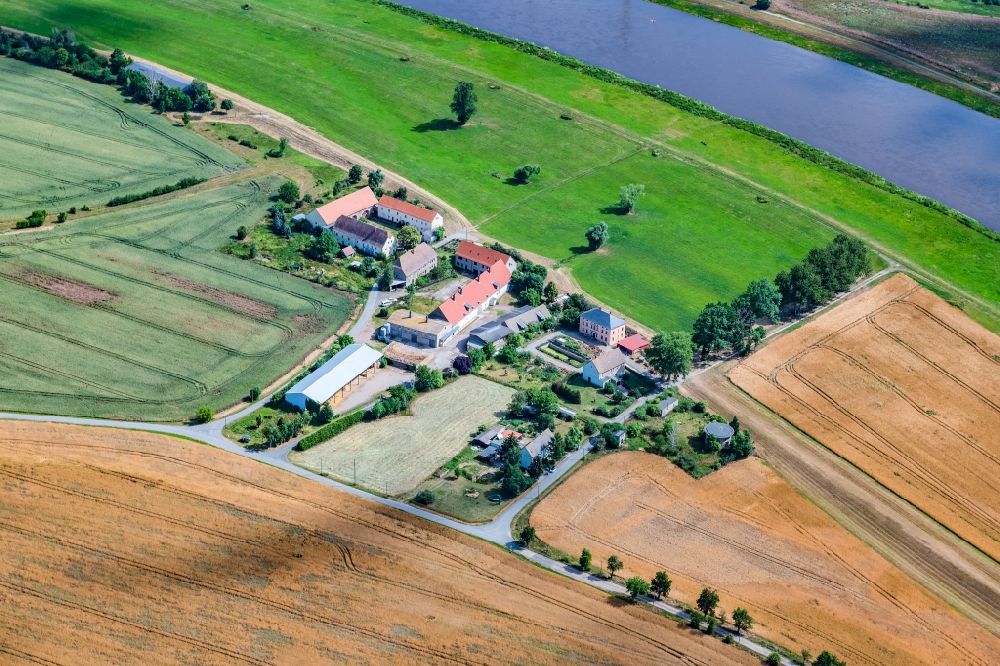 Aerial image Riesa - Homestead of a farm in the district Forberge in Riesa in the state Saxony, Germany