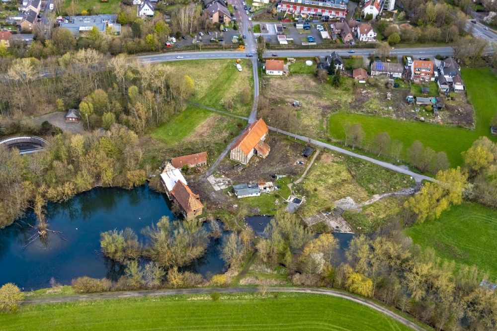 Aerial photograph Hamm - Ruins of Homestead of a farm on Schlossmuehle in Hamm at Ruhrgebiet in the state North Rhine-Westphalia, Germany