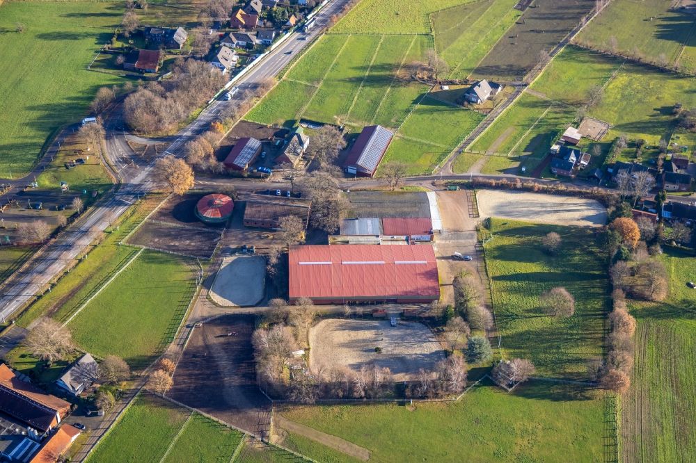 Östrich from above - Homestead of a farm in Oestrich in the state North Rhine-Westphalia, Germany