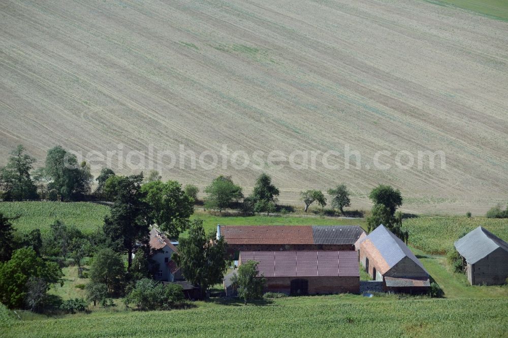 Aerial image Vierlinden - Farm on the edge of cultivated fields in Vierlinden in the state Brandenburg