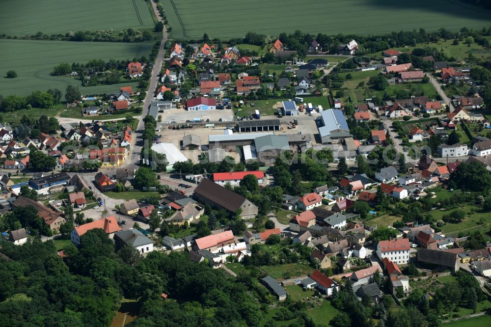 Könnern from above - Buildings and halls on the premises of the Agrargenossenschaft e.G. Saaleaue Beesenlaublingen in Koennern in the state Saxony-Anhalt