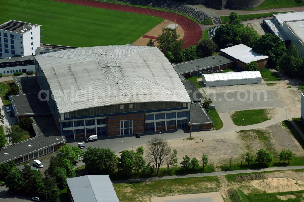 Aerial image Schwerin - Event and music-concert grounds of the Arena Sport- and Kongresshalle Schwerin on Wittenburger Strasse in Schwerin in the state Mecklenburg - Western Pomerania, Germany