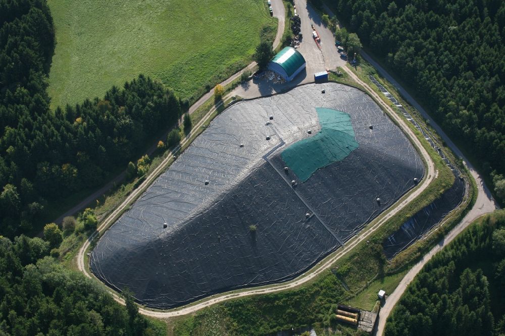 Wutach from above - Site of heaped and covered sanatary landfill in Wutach in the state Baden-Wuerttemberg, Germany