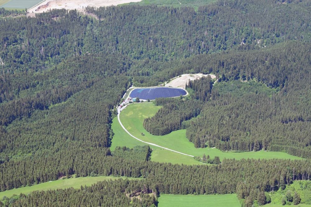 Wutach from the bird's eye view: Site of heaped and covered sanatary landfill in Wutach in the state Baden-Wuerttemberg, Germany