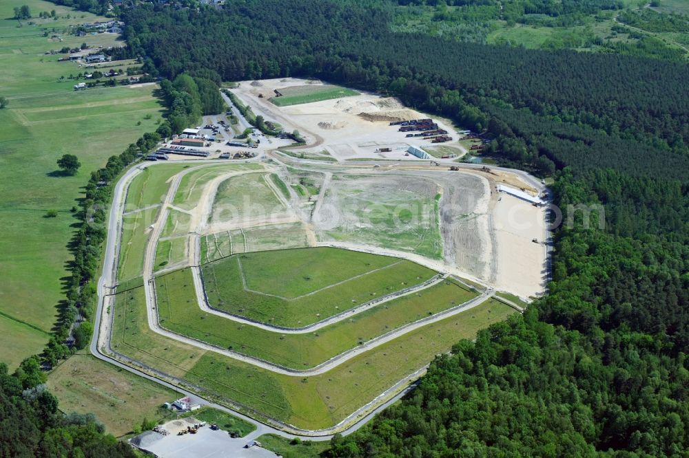 Germendorf from above - Site of heaped landfill on Hohenbrucher Strasse in Germendorf in the state Brandenburg, Germany