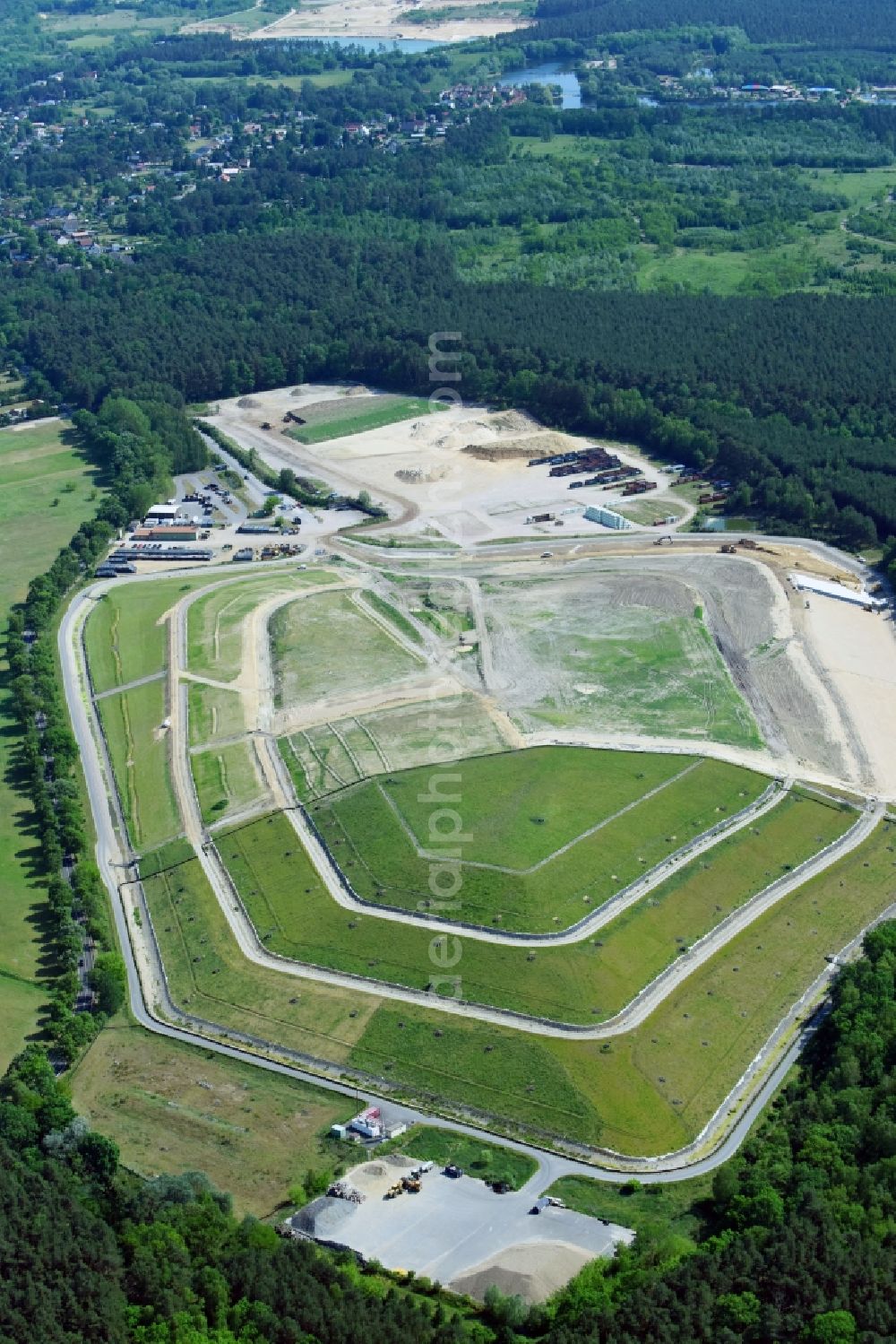 Aerial image Germendorf - Site of heaped landfill on Hohenbrucher Strasse in Germendorf in the state Brandenburg, Germany