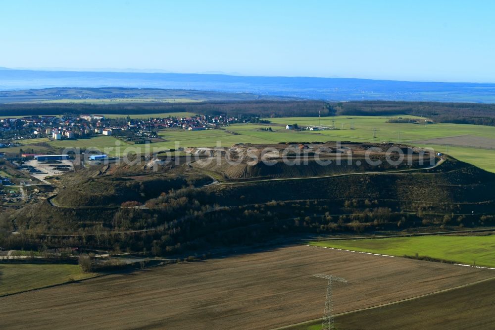 Aerial photograph Menteroda - Site of heaped landfill in the district Urbach in Menteroda in the state Thuringia, Germany