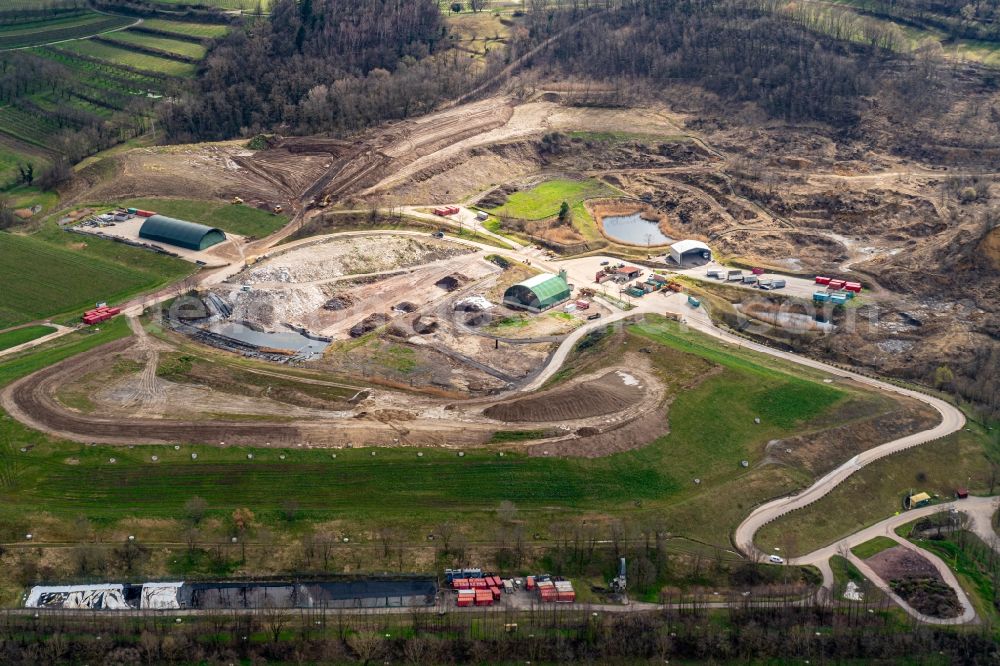 Ringsheim from the bird's eye view: Site of heaped landfill ZAK in Ringsheim in the state Baden-Wurttemberg, Germany