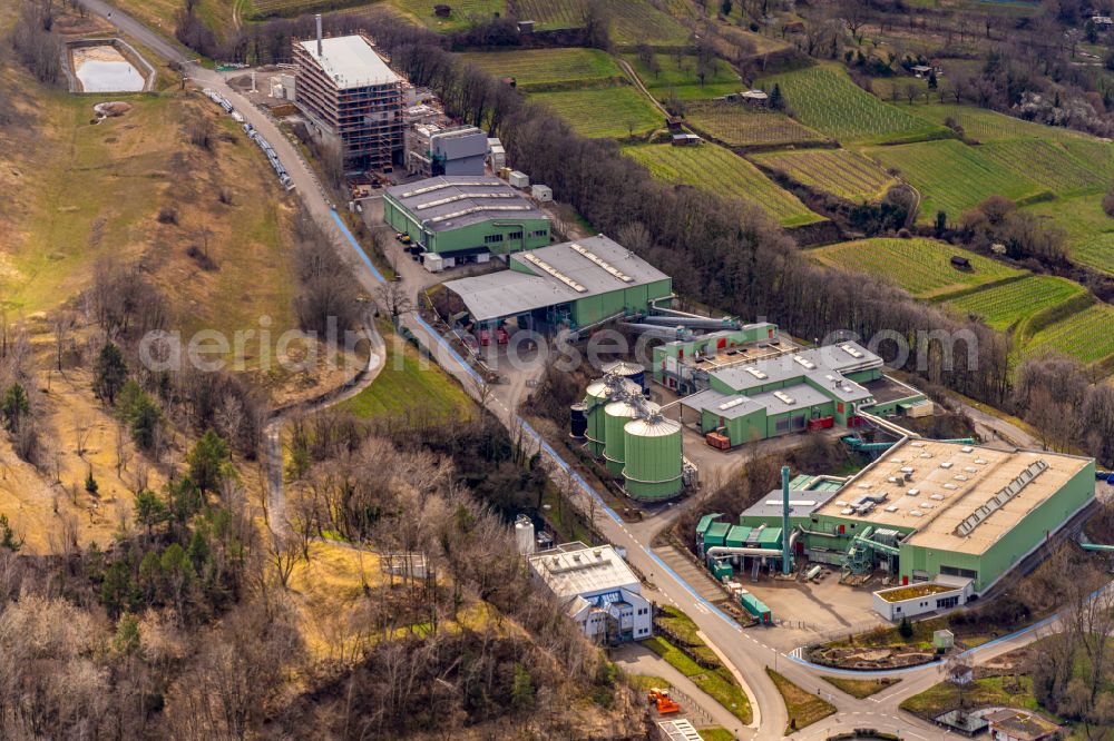 Ringsheim from the bird's eye view: Site of heaped landfill of Zweckverband Abfallbehandlung Kahlenberg in Ringsheim in the state Baden-Wurttemberg, Germany