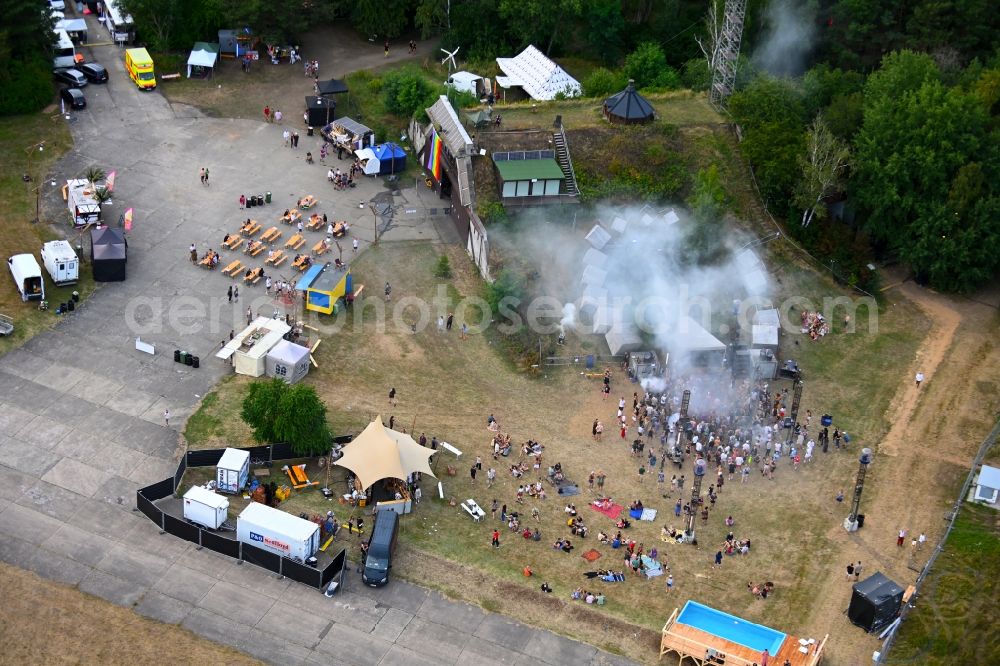 Aerial photograph Werneuchen - Participants in the Aware - music festival on the event concert area in Werneuchen in the state Brandenburg, Germany