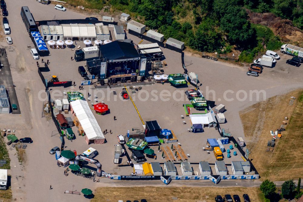 Aerial image Baiersbronn - Participants in the Baiersbronn Festival music festival on the event concert area in Baiersbronn in the state Baden-Wuerttemberg, Germany