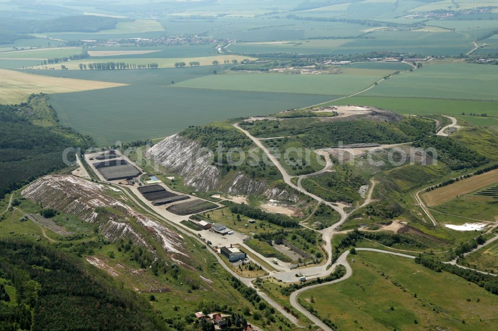 Roßleben-Wiehe from the bird's eye view: Site of the mining stockpile for potash and salt production of GHB GmbH on Haldenstrasse in the district Rossleben in Rossleben-Wiehe in the state Thuringia, Germany