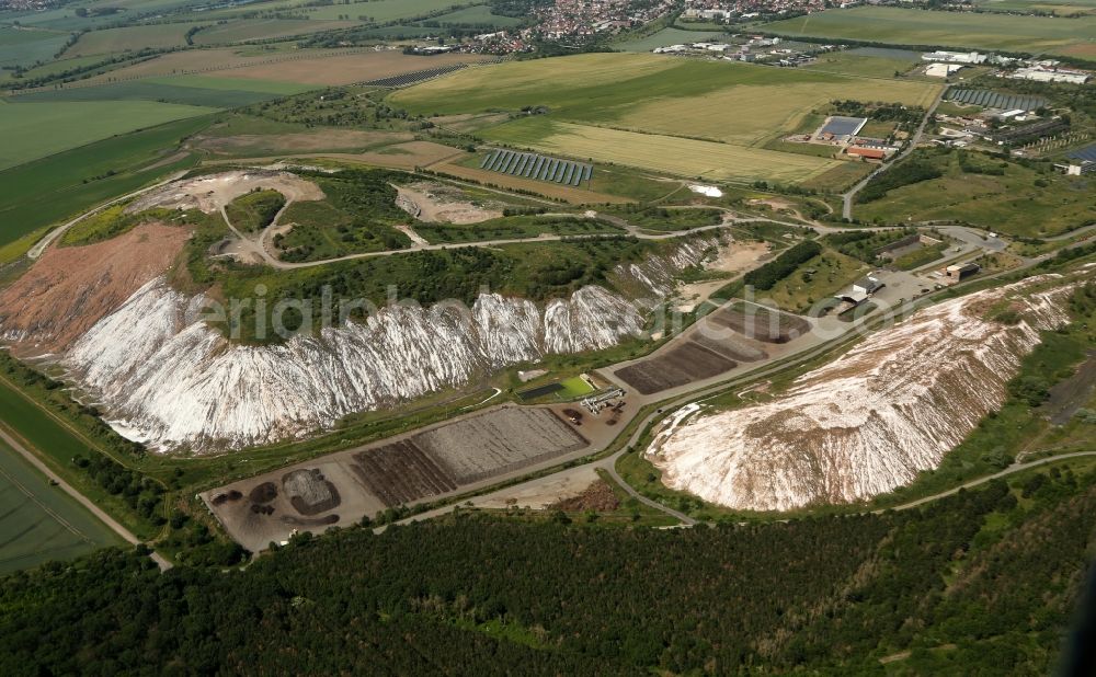Aerial image Roßleben-Wiehe - Site of the mining stockpile for potash and salt production of GHB GmbH on Haldenstrasse in the district Rossleben in Rossleben-Wiehe in the state Thuringia, Germany