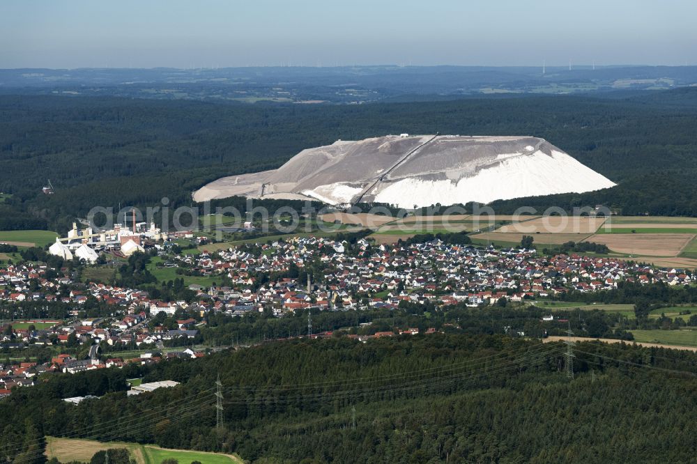 Neuhof from above - Site of the mining stockpile for potash and salt production K+S Kali GmbH Am Kaliwerk in Neuhof in the state Hesse