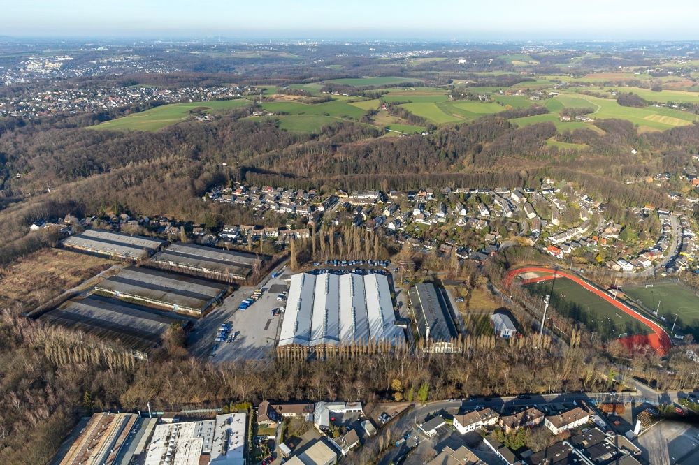Heiligenhaus from above - Premises of the Federal Agency for Technical Relief - logistics center Heiligenhaus - with warehouses and company buildings in Heiligenhaus in North Rhine-Westphalia