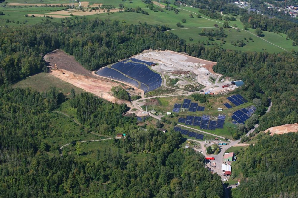Aerial photograph Wehr - Site of heaped landfill Lachengraben with construction works and cleared area to expand the storage site in Wehr in the state Baden-Wurttemberg