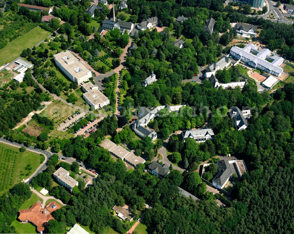 Gießen from above - Security fencing on the grounds of forensics - psychiatry Vitos Klinik fuer forensische Psychiatrie Haina in Giessen in the state Hesse, Germany
