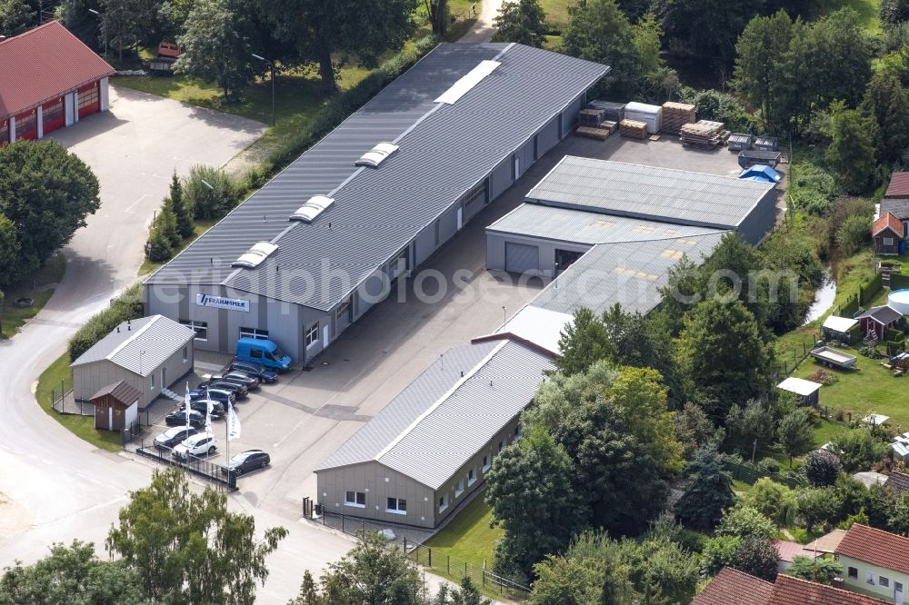 Aerial image Pöttmes - Company premises of Frahammer GmbH & Co. KG with halls and company buildings in Poettmes in the state Bavaria, Germany