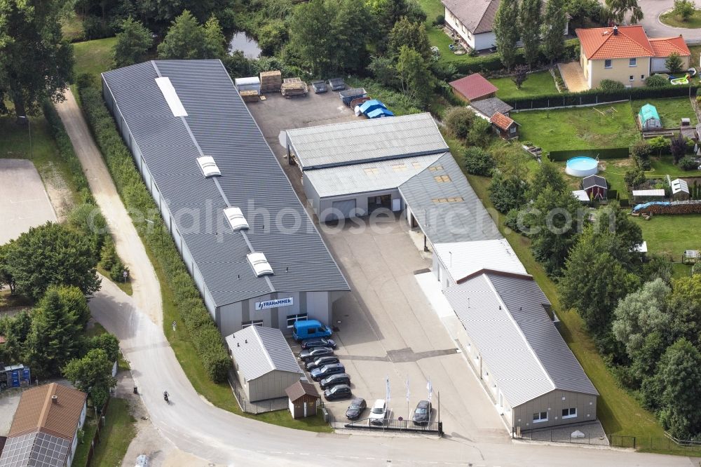 Aerial photograph Pöttmes - Company premises of Frahammer GmbH & Co. KG with halls and company buildings in Poettmes in the state Bavaria, Germany