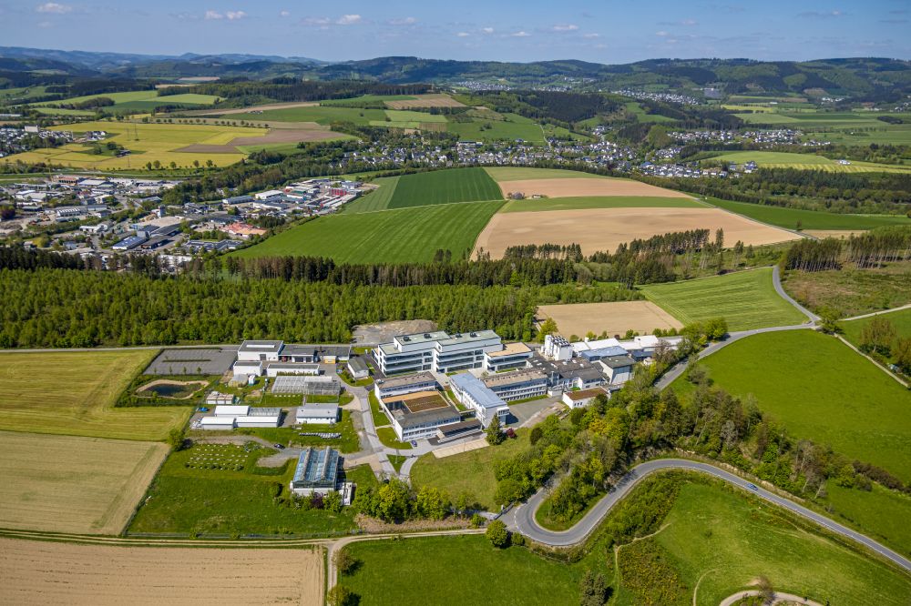Schmallenberg from above - Site of the Fraunhofer Institute for Molecular Biology and Applied Ecology on Ahrstrasse in Schmallenberg in the Sauerland in the state North Rhine-Westphalia, Germany