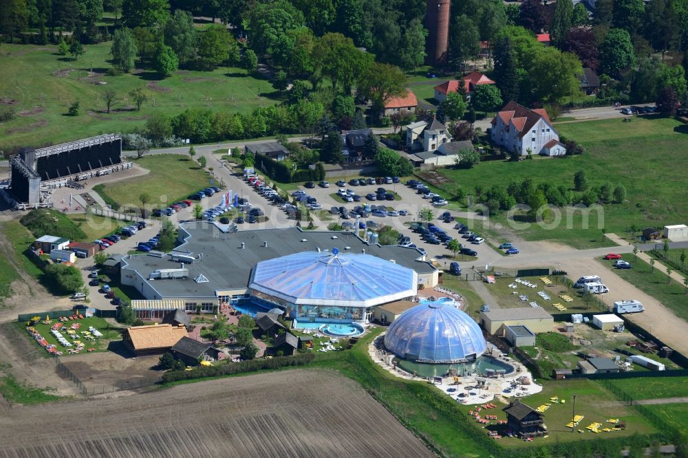 Aerial photograph Bad Wilsnack - Site of leisure and recreational center of the crystal - Therme in Bad Wilsnack in Brandenburg
