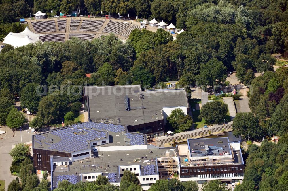 Berlin from the bird's eye view: Grounds of the leisure and recreation center FEZ with the open-air stage Kindl-Bühne Wuhlheide in Berlin Köpenick