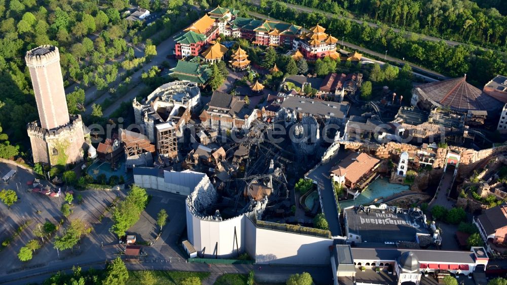 Brühl from above - Grounds of the Phantasialand theme park in Bruehl in the Rhineland in the state of North Rhine-Westphalia