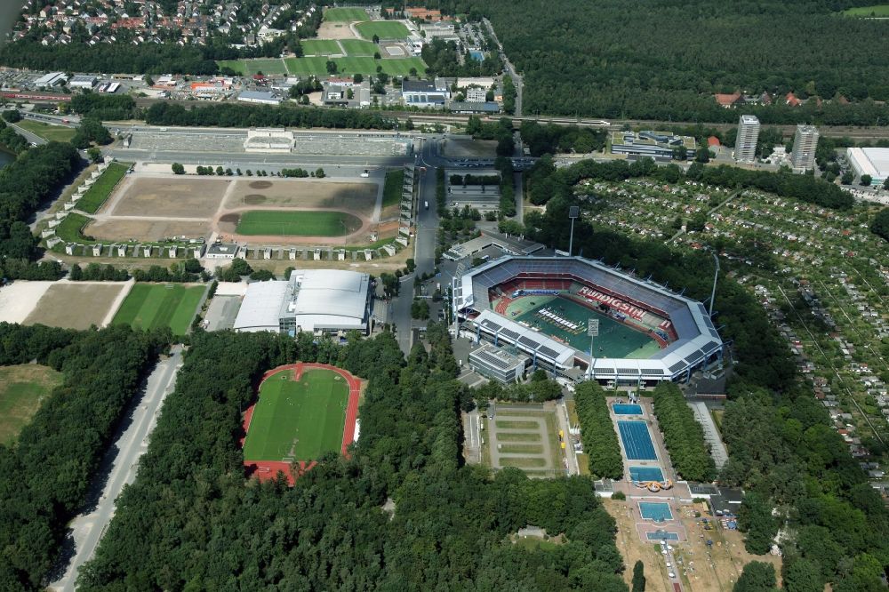 Aerial photograph Nürnberg - Grounds at Grundig Stadium (formerly known as EasyCredit Stadium or Franken-Stadion) in Nuremberg in Bavaria