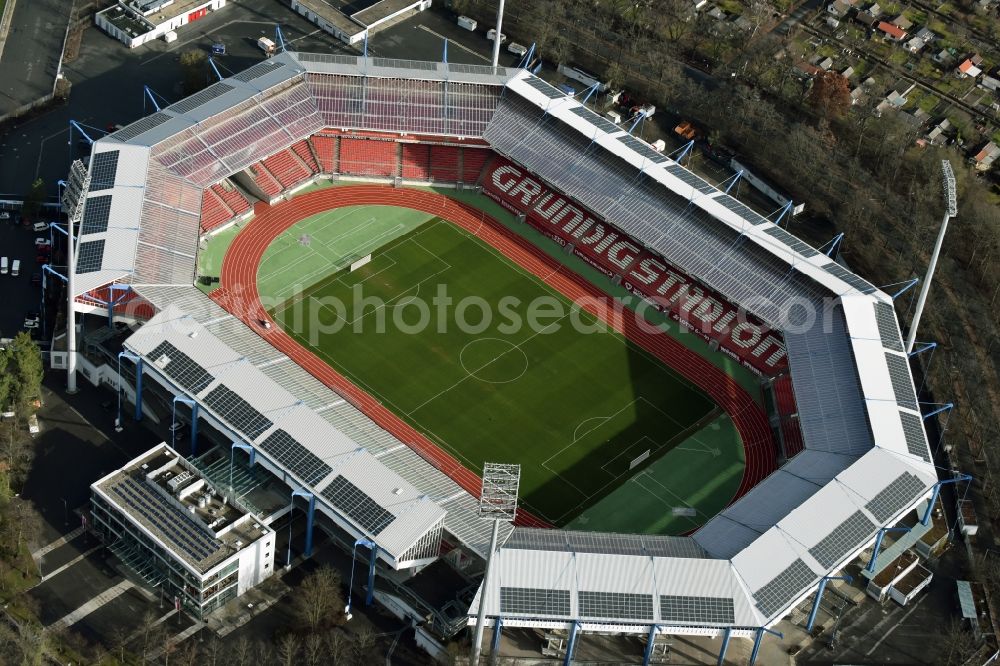 Nürnberg from above - Grounds at Grundig Stadium (formerly known as EasyCredit Stadium or Franken-Stadion) in Nuremberg in Bavaria