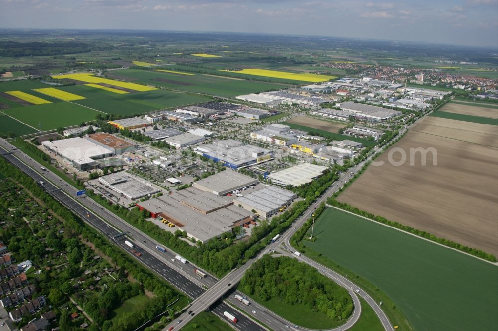 Aerial image München Eching - Grounds of the IKEA store Munich Eching in Bavaria