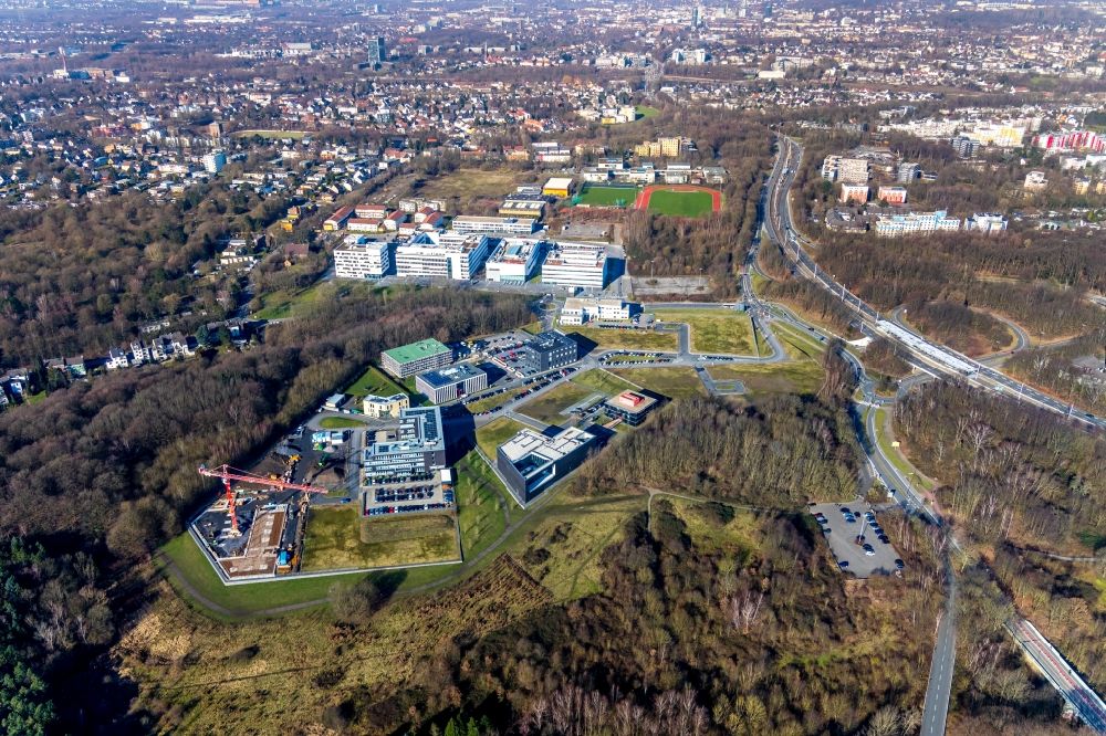 Aerial image Bochum - Grounds of the Innovation Center Health Economy on the Gesundheitscampus in the district Bochum South in Bochum in the state of North Rhine-Westphalia