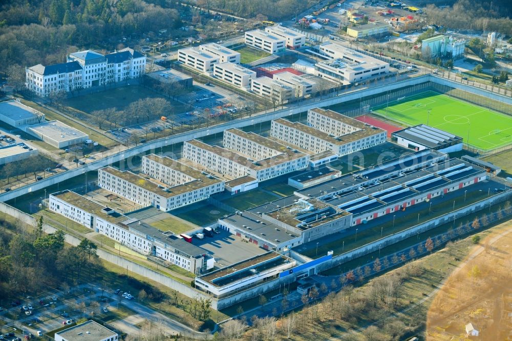 Aerial image Dresden - Prison grounds and high security fence Prison in the Hammerweg Dresden in Dresden in the state Saxony