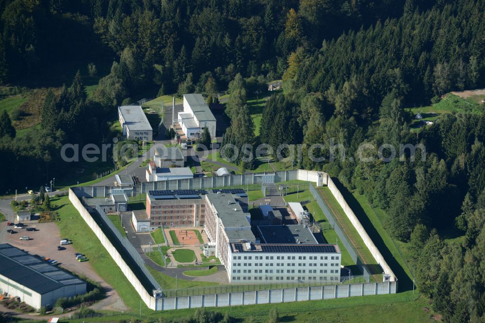 Suhl from above - Prison grounds and high security fence Prison in Suhl in the state Thuringia