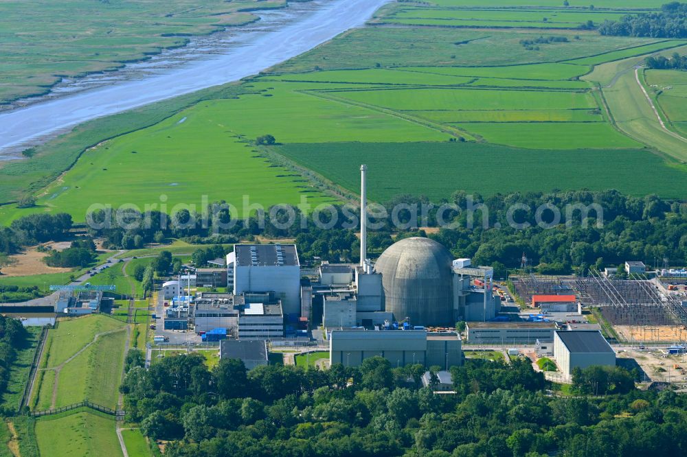 Aerial photograph Stadland - Site of the nuclear power plant (NPP also, NPP or nuclear power plant) Unterweser in Stadland in the state Lower Saxony, Germany