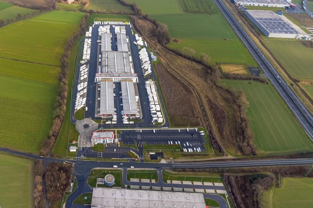 Aerial image Hamm - New building complex on the site of the logistics center of DPD Deutschland GmbH on Osterboenener Weg in Hamm in the state North Rhine-Westphalia, Germany