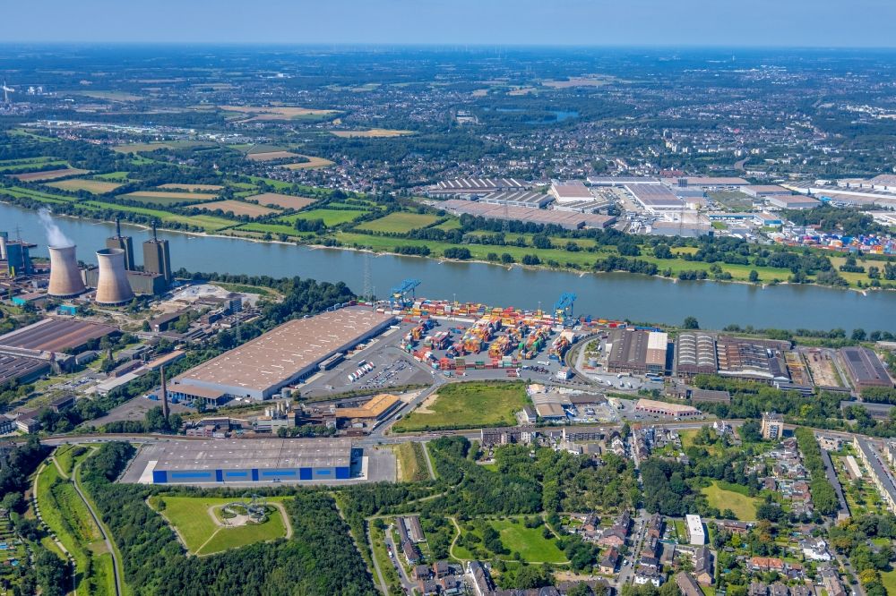 Aerial photograph Duisburg - Logport II Site of the logistics center on Ehringer Strasse in the district Wanheim - Angerhausen in Duisburg in the state North Rhine-Westphalia, Germany