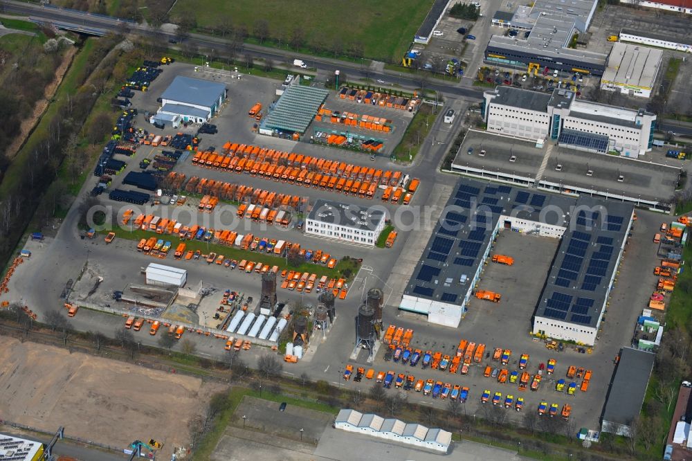 Berlin from the bird's eye view: Site waste and recycling sorting BSR Recyclinghof Nordring in the district Marzahn in Berlin, Germany