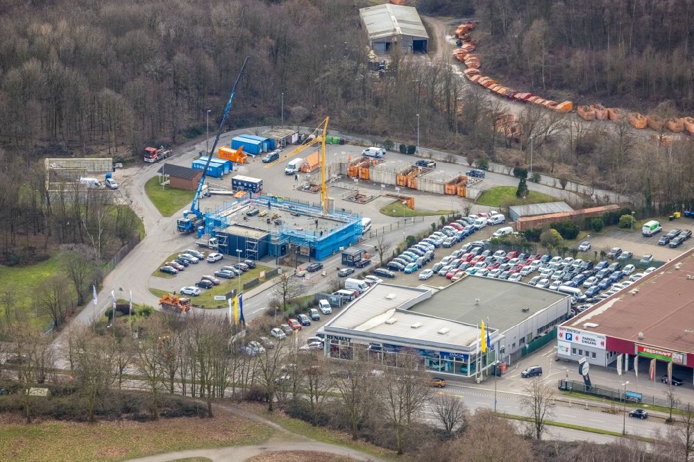 Bottrop from the bird's eye view: Construction site at the waste and recycling sorting Recyclinghof Donnerberg on Suedring in the district Stadtmitte in Bottrop at Ruhrgebiet in the state North Rhine-Westphalia, Germany