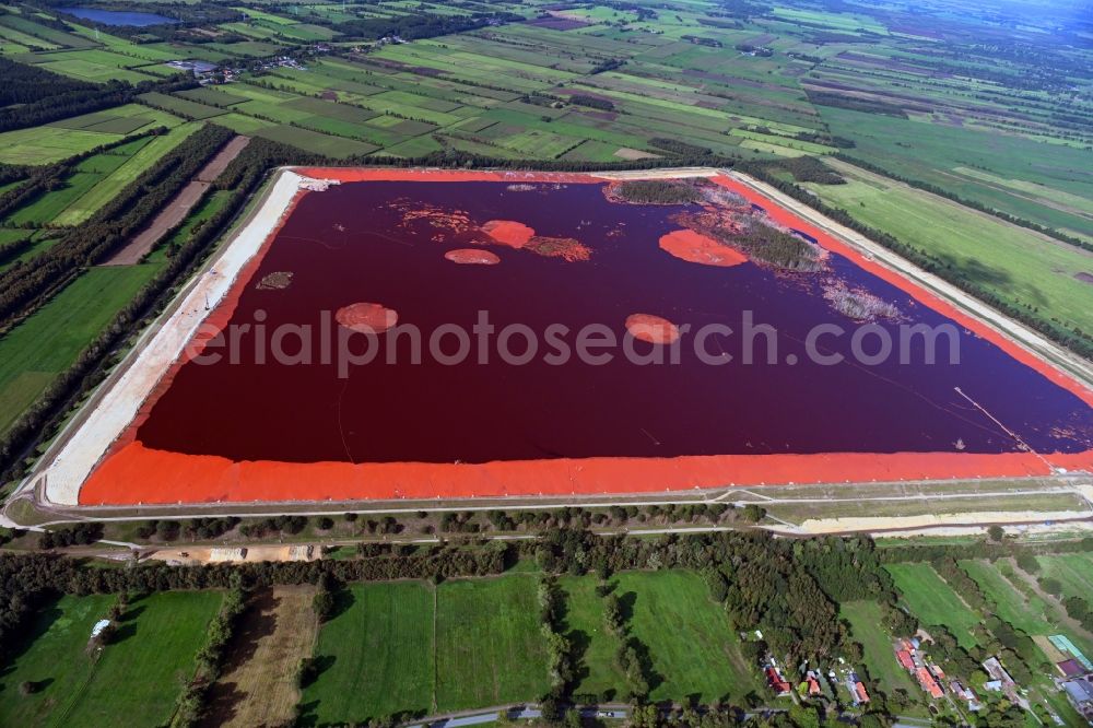 Hammah from above - Site of the red mud disposal site in Hammah in the state Lower Saxony, Germany. The red mud is a waste product resulting from the extraction of alumina