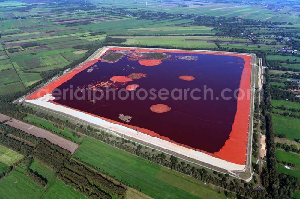 Aerial image Hammah - Site of the red mud disposal site in Hammah in the state Lower Saxony, Germany. The red mud is a waste product resulting from the extraction of alumina