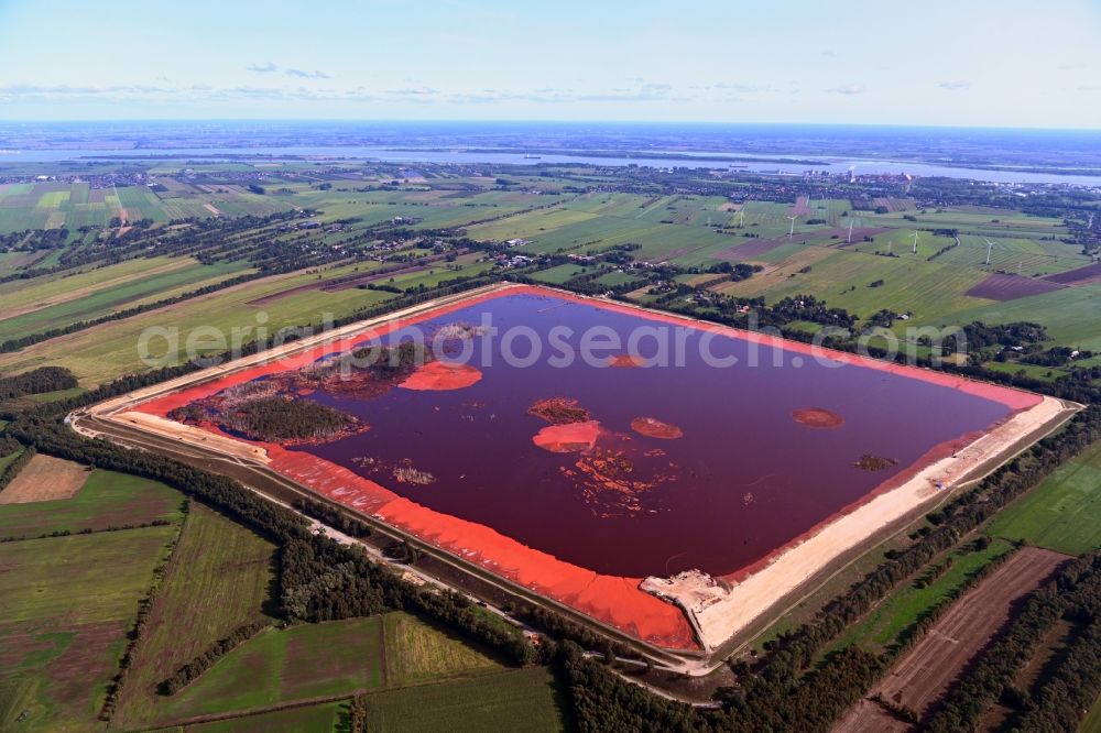 Aerial photograph Hammah - Site of the red mud disposal site in Hammah in the state Lower Saxony, Germany. The red mud is a waste product resulting from the extraction of alumina